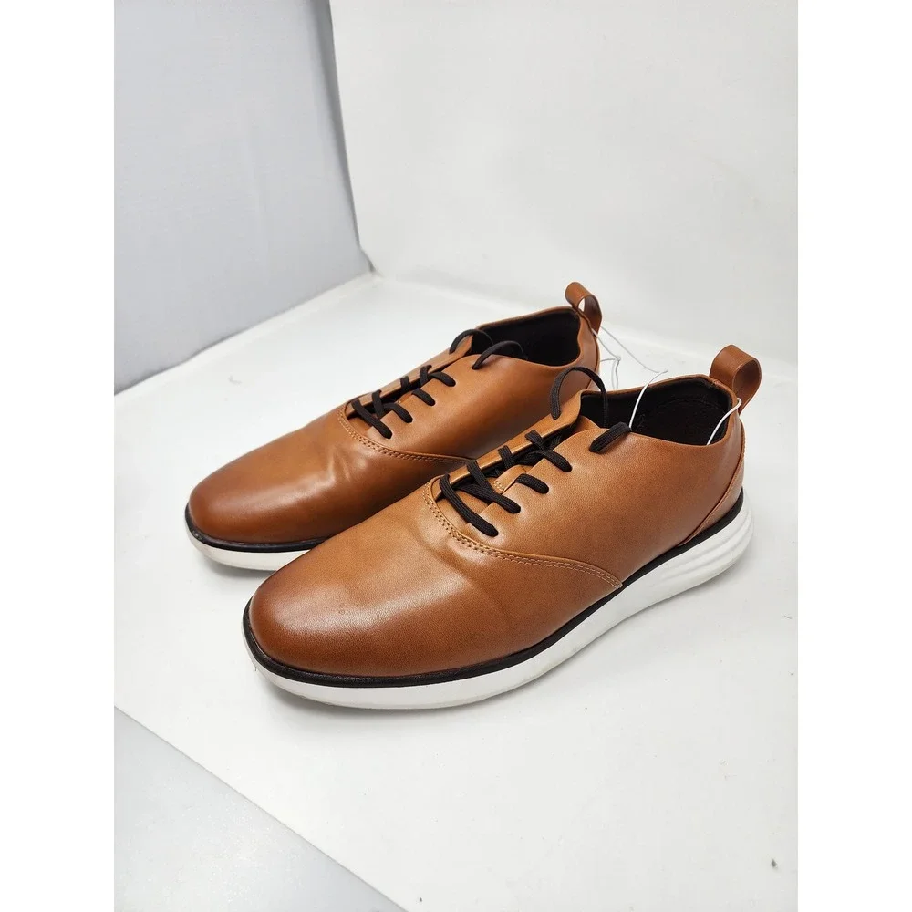 Goodfellow & Co Mens Lace Up Oxford Sneakers Brown Faux Leather Size 9